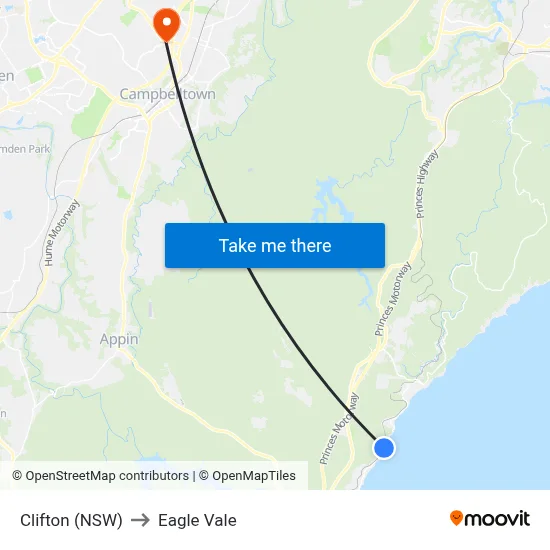 Clifton (NSW) to Eagle Vale map