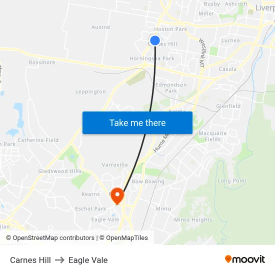 Carnes Hill to Eagle Vale map