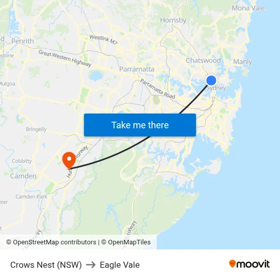 Crows Nest (NSW) to Eagle Vale map