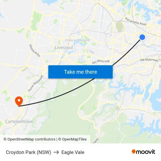 Croydon Park (NSW) to Eagle Vale map