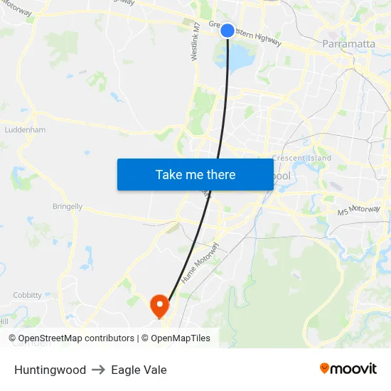 Huntingwood to Eagle Vale map