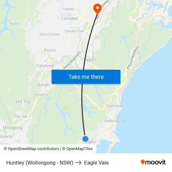 Huntley (Wollongong - NSW) to Eagle Vale map