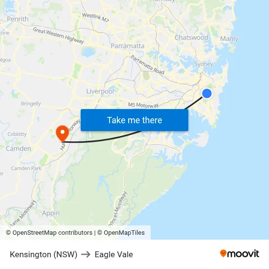 Kensington (NSW) to Eagle Vale map