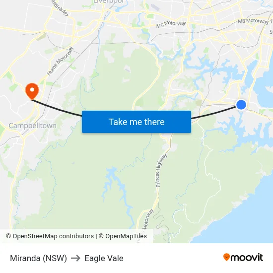 Miranda (NSW) to Eagle Vale map