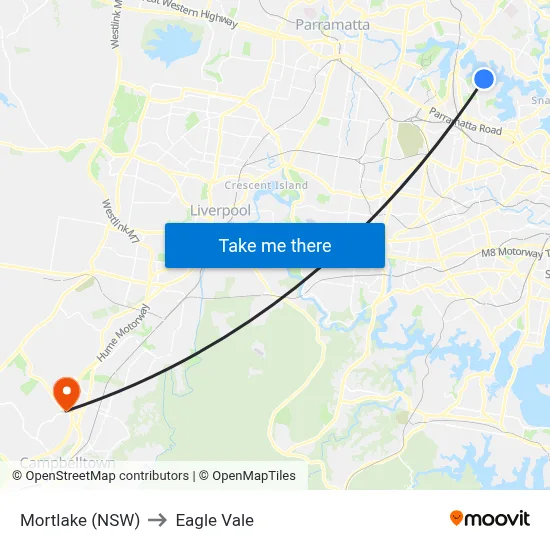 Mortlake (NSW) to Eagle Vale map