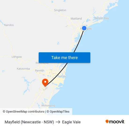 Mayfield (Newcastle - NSW) to Eagle Vale map