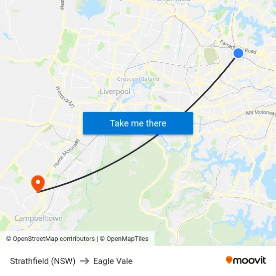 Strathfield (NSW) to Eagle Vale map