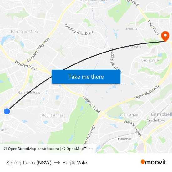 Spring Farm (NSW) to Eagle Vale map