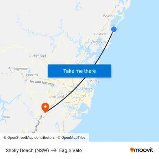 Shelly Beach (NSW) to Eagle Vale map