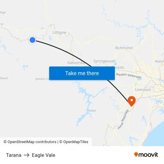 Tarana to Eagle Vale map
