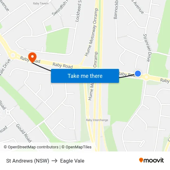 St Andrews (NSW) to Eagle Vale map