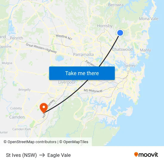 St Ives (NSW) to Eagle Vale map
