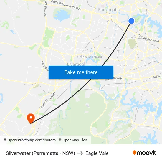 Silverwater (Parramatta - NSW) to Eagle Vale map