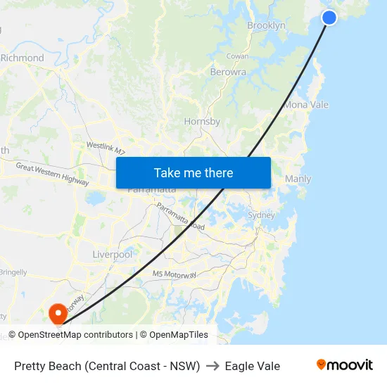 Pretty Beach (Central Coast - NSW) to Eagle Vale map