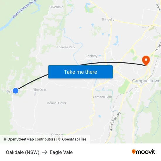 Oakdale (NSW) to Eagle Vale map