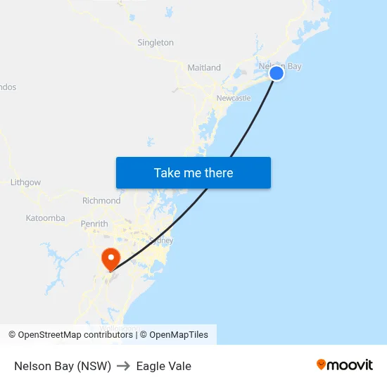 Nelson Bay (NSW) to Eagle Vale map