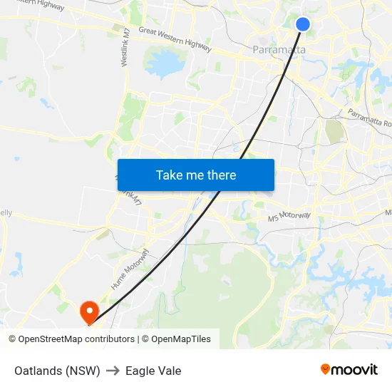 Oatlands (NSW) to Eagle Vale map