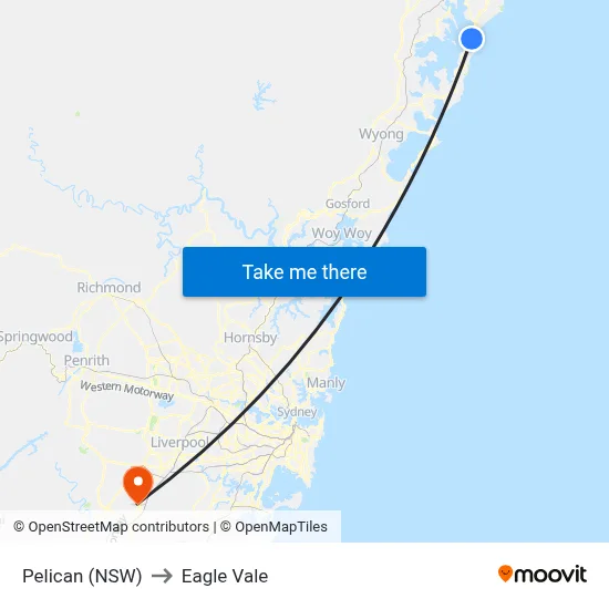Pelican (NSW) to Eagle Vale map