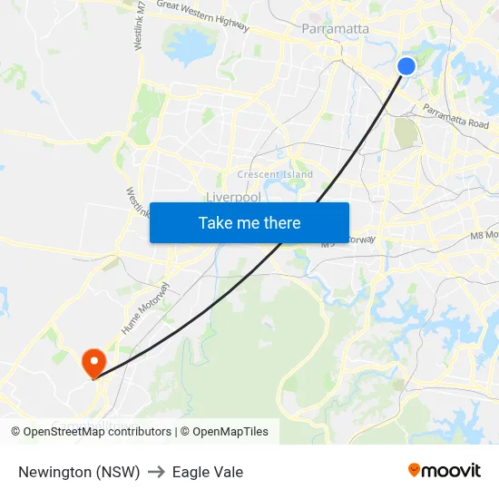 Newington (NSW) to Eagle Vale map