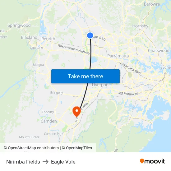 Nirimba Fields to Eagle Vale map