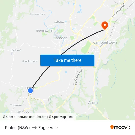 Picton (NSW) to Eagle Vale map