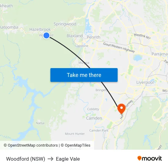 Woodford (NSW) to Eagle Vale map