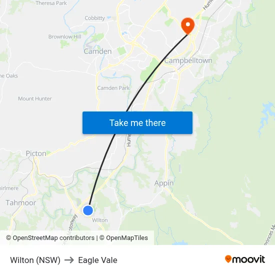 Wilton (NSW) to Eagle Vale map