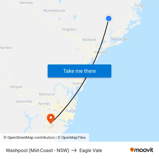Washpool (Mid-Coast - NSW) to Eagle Vale map