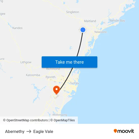 Abernethy to Eagle Vale map