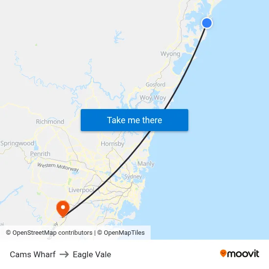 Cams Wharf to Eagle Vale map