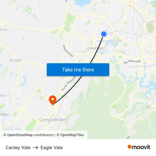 Canley Vale to Eagle Vale map
