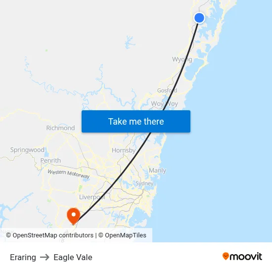 Eraring to Eagle Vale map