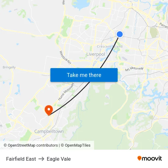 Fairfield East to Eagle Vale map