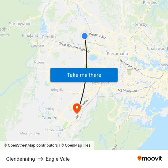 Glendenning to Eagle Vale map