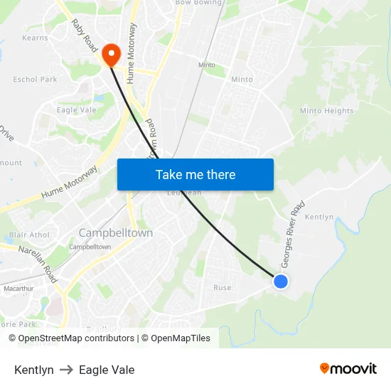 Kentlyn to Eagle Vale map