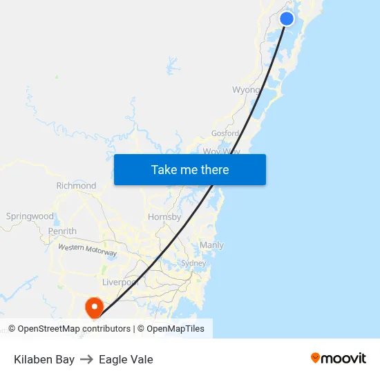 Kilaben Bay to Eagle Vale map
