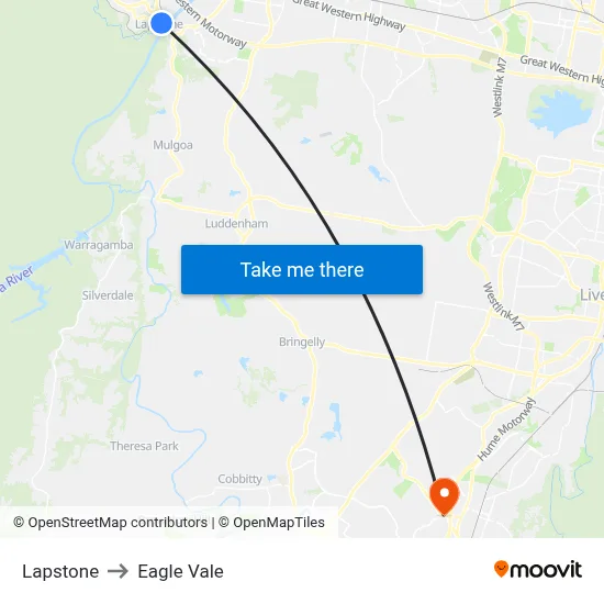 Lapstone to Eagle Vale map