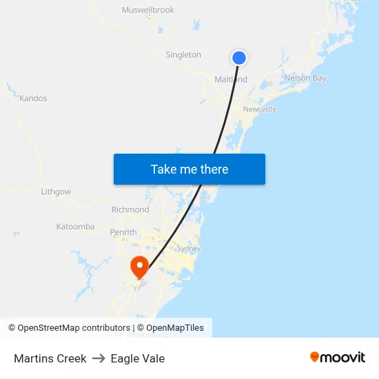 Martins Creek to Eagle Vale map