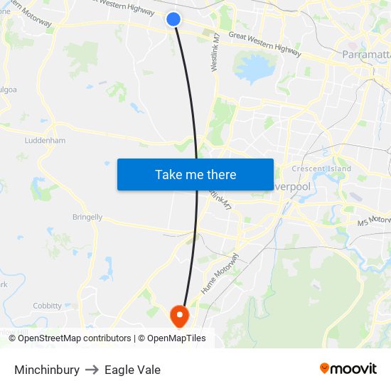 Minchinbury to Eagle Vale map