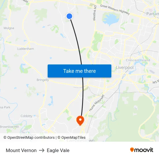 Mount Vernon to Eagle Vale map