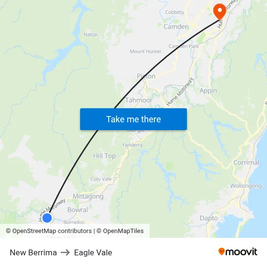 New Berrima to Eagle Vale map