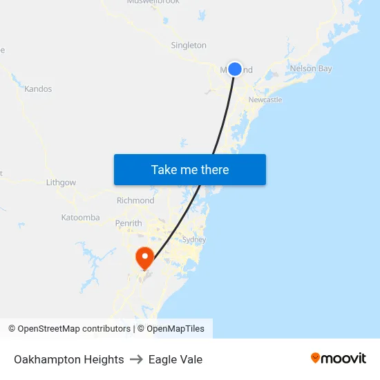 Oakhampton Heights to Eagle Vale map