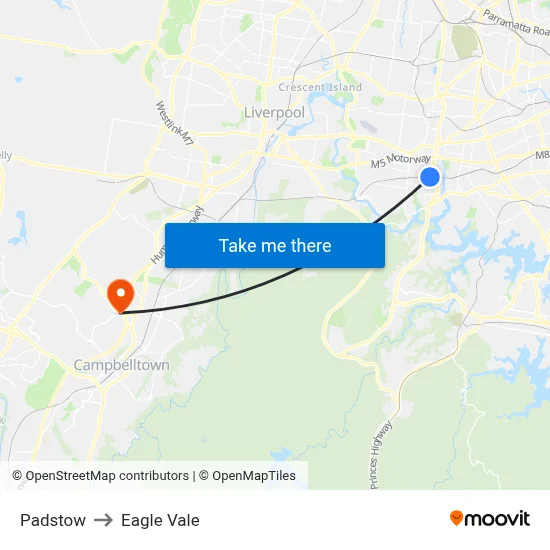 Padstow to Eagle Vale map