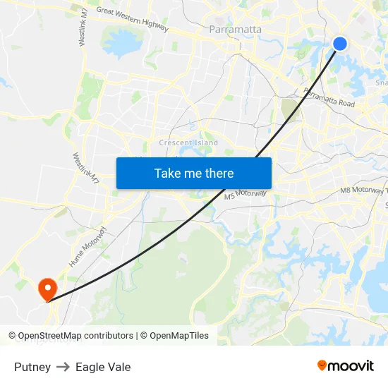 Putney to Eagle Vale map