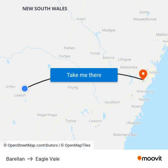 Barellan to Eagle Vale map