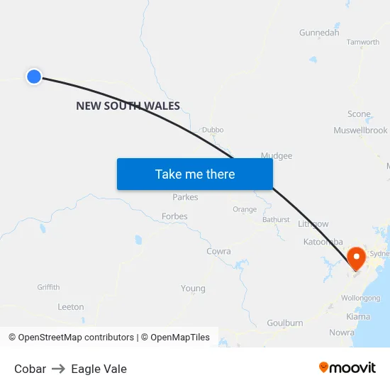 Cobar to Eagle Vale map