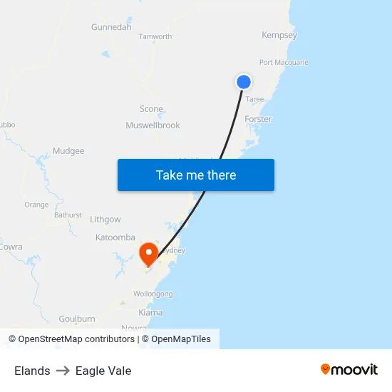 Elands to Eagle Vale map