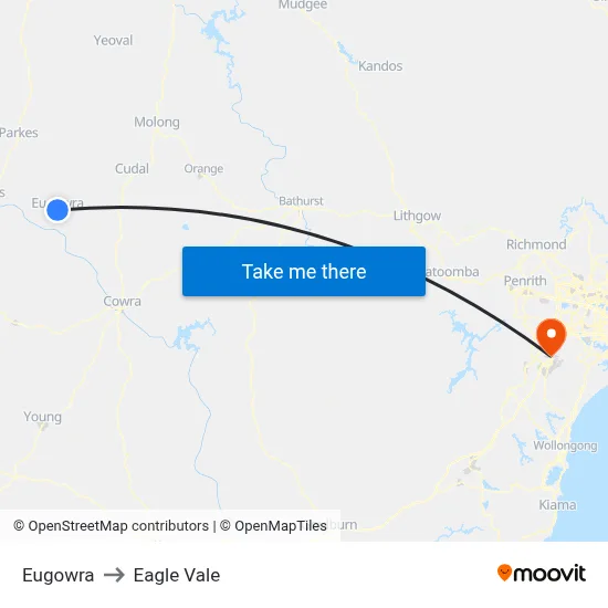 Eugowra to Eagle Vale map