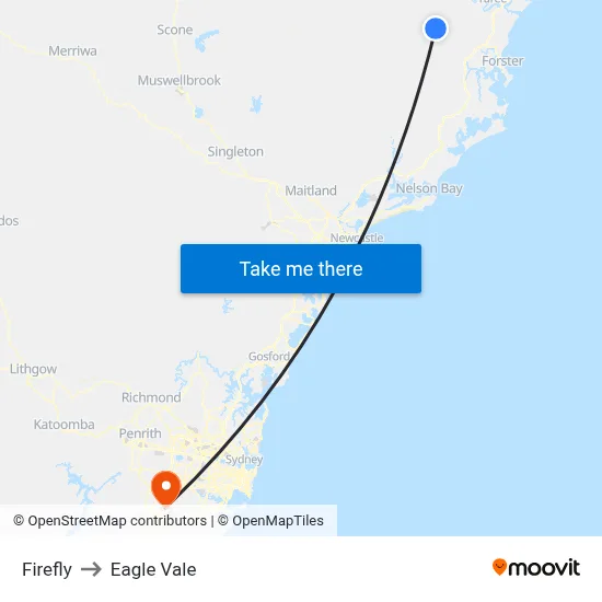 Firefly to Eagle Vale map