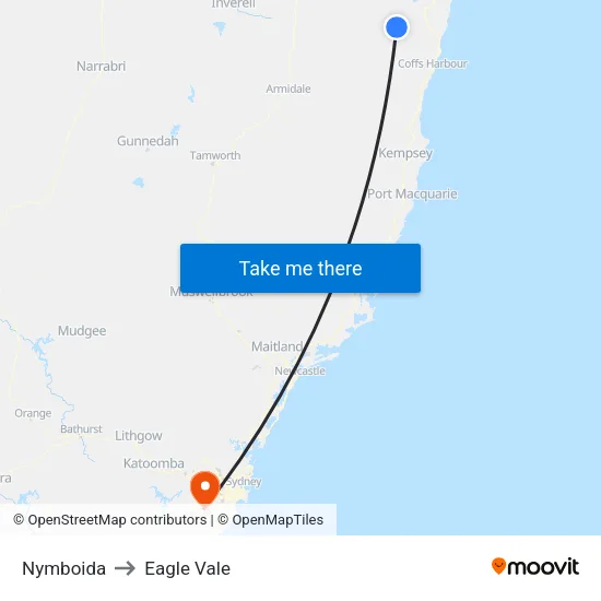 Nymboida to Eagle Vale map